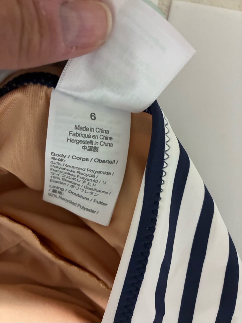 J. Crew Striped One-Shoulder One-Piece Swimsuit in Navy and White - Picture 7 of 10